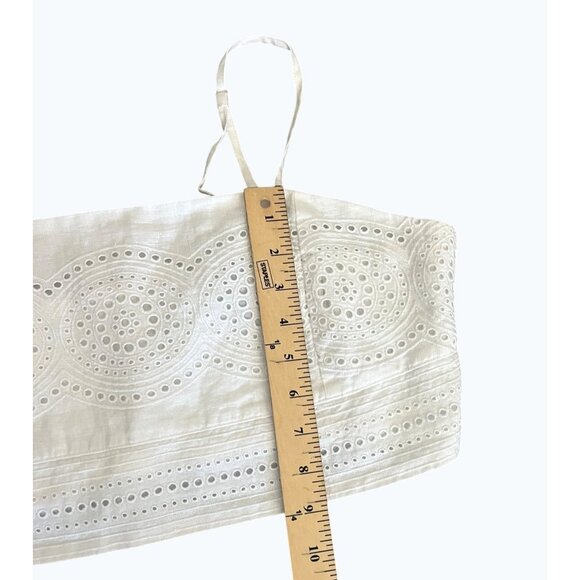 Joie White Eyelet Crop Top & Skirt Set Size L 100% Linen Sleeveless Boho Chic - Picture 7 of 13